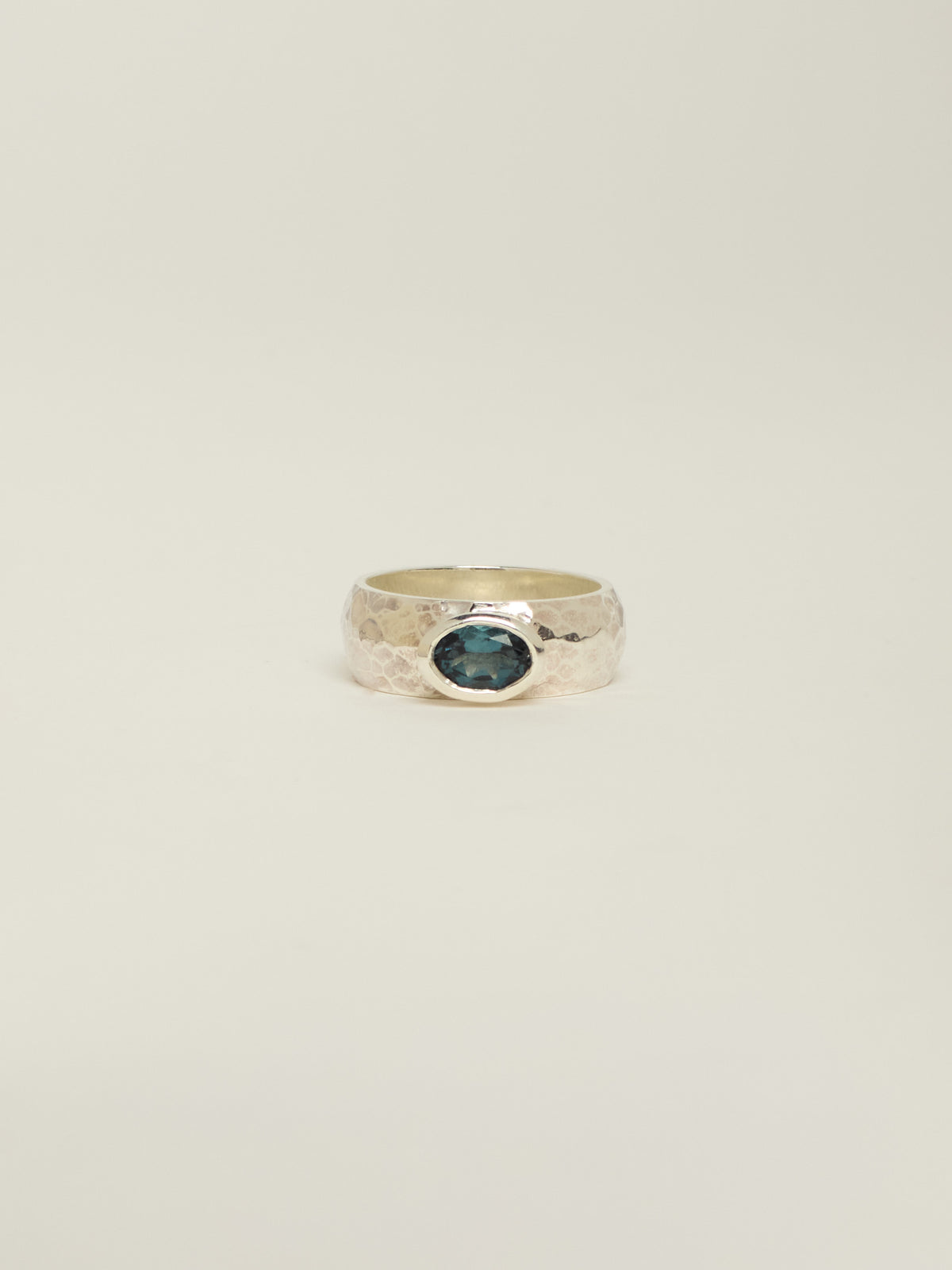 Chunky silver ring set with a london topaz
