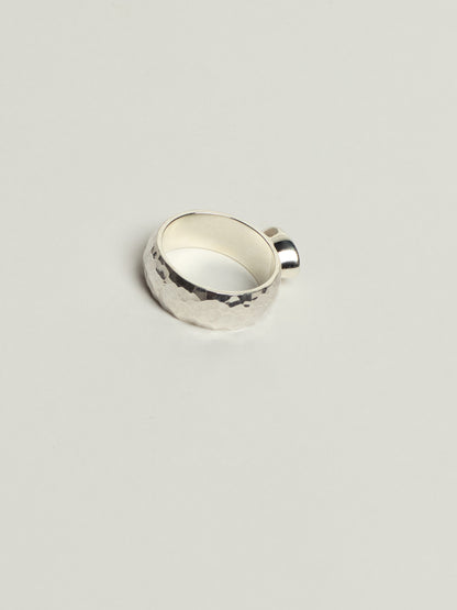 Silver Chunky East West Peridot Ring