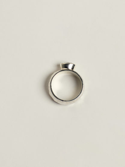 Silver Chunky East West Peridot Ring
