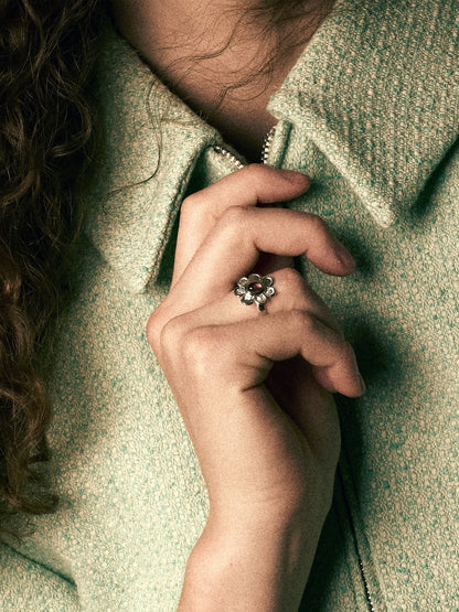 Silver & Tourmaline Blossom Ring